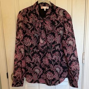 Jude Connally Pink and Black Paisley Blouse